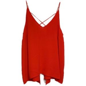 NWT Bebe Red Strappy Open Back Tank Blouse size S